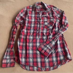 Merona Popover Blouse - Red Plaid, Size XS